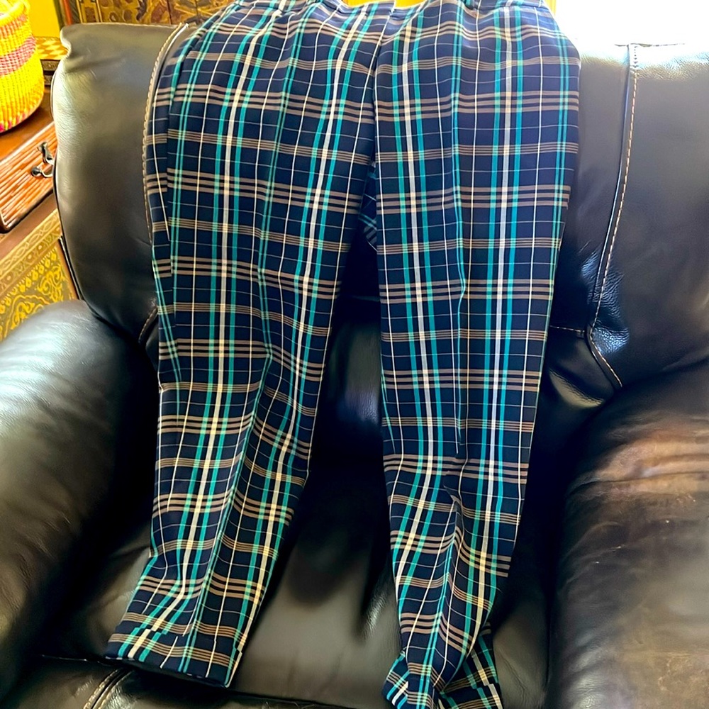 Boss plaid cuffed pants with slash pockets (L) like new